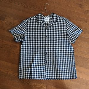 Goodfellow & Co- Short Sleeve, Seersucker Shirt - White/Blue Gingham - Men's XL